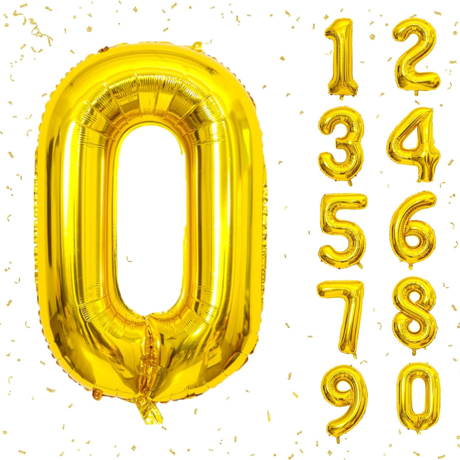 40 Inch Gold Number Balloons, Helium Mylar Foil Number Balloons for Birthday, Number 0 Balloon for Birthday Decorations for Kids, Anniversary Party Decorations Supplies Gold 0
