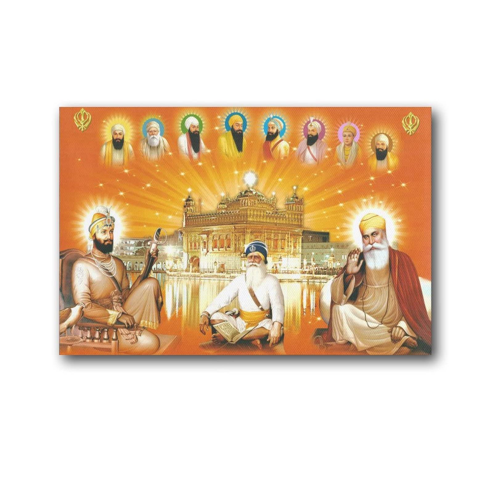 MAIXUAN Guru Nanak Dev Ji Gurubobind Singh Ji with Baba Deep Singh Ji with Other 08x12inch(20x30cm)