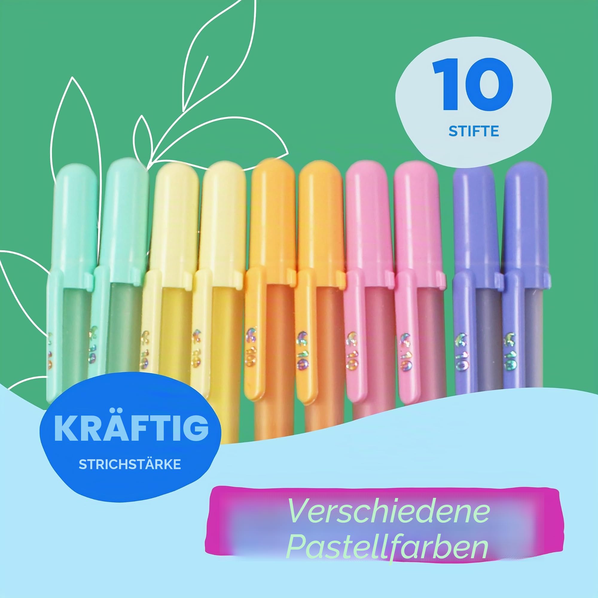 SAKURA Gelly Roll Moonlight Gelschreiber, Pastellfarben und deckend, Fettspitze, für Tagebuch, Kunst oder Zeichnen, verschiedene Pastelltinte, kräftige Linien, 10 Stück