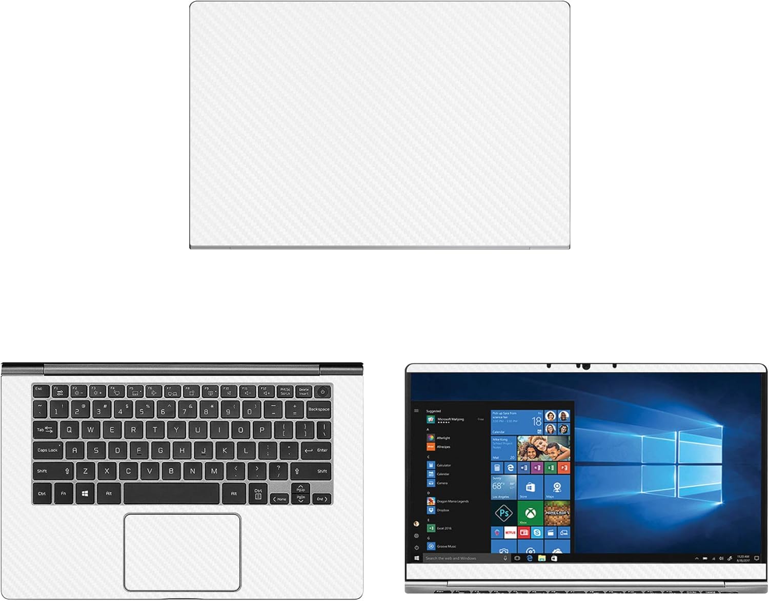 Decalrus - Protective Decal for LG Gram 14Z990 (14" Screen) Laptop White Carbon Fiber Skin case Cover wrap CFlgGram_14z990White