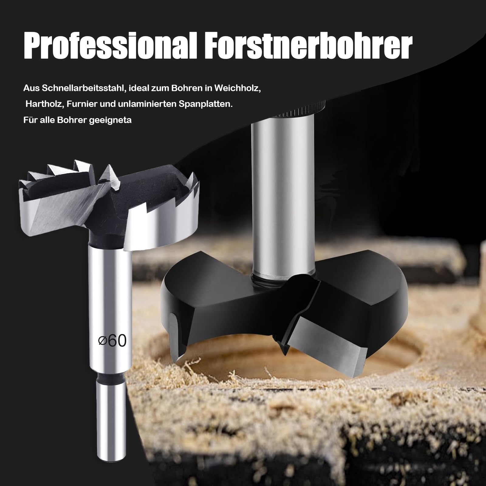 60 mm wiertło Forstnera, profesjonalne wiertło Forstner, wielozębne wiertło do drewna ze stali o wysokiej zawartości węgla, wiertło Forstnera do drewna, akcesoria do wiertarki do obróbki drewna