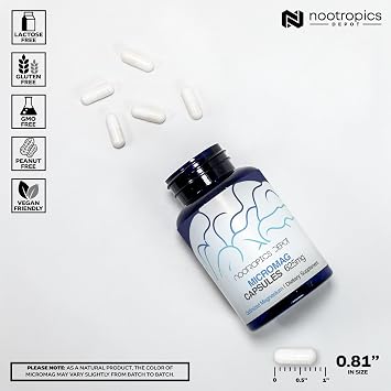 Nootropics Depot MicroMag Magnesium Capsules | 625mg | 30 Count | Contains 200mg of Elemental Magnesium