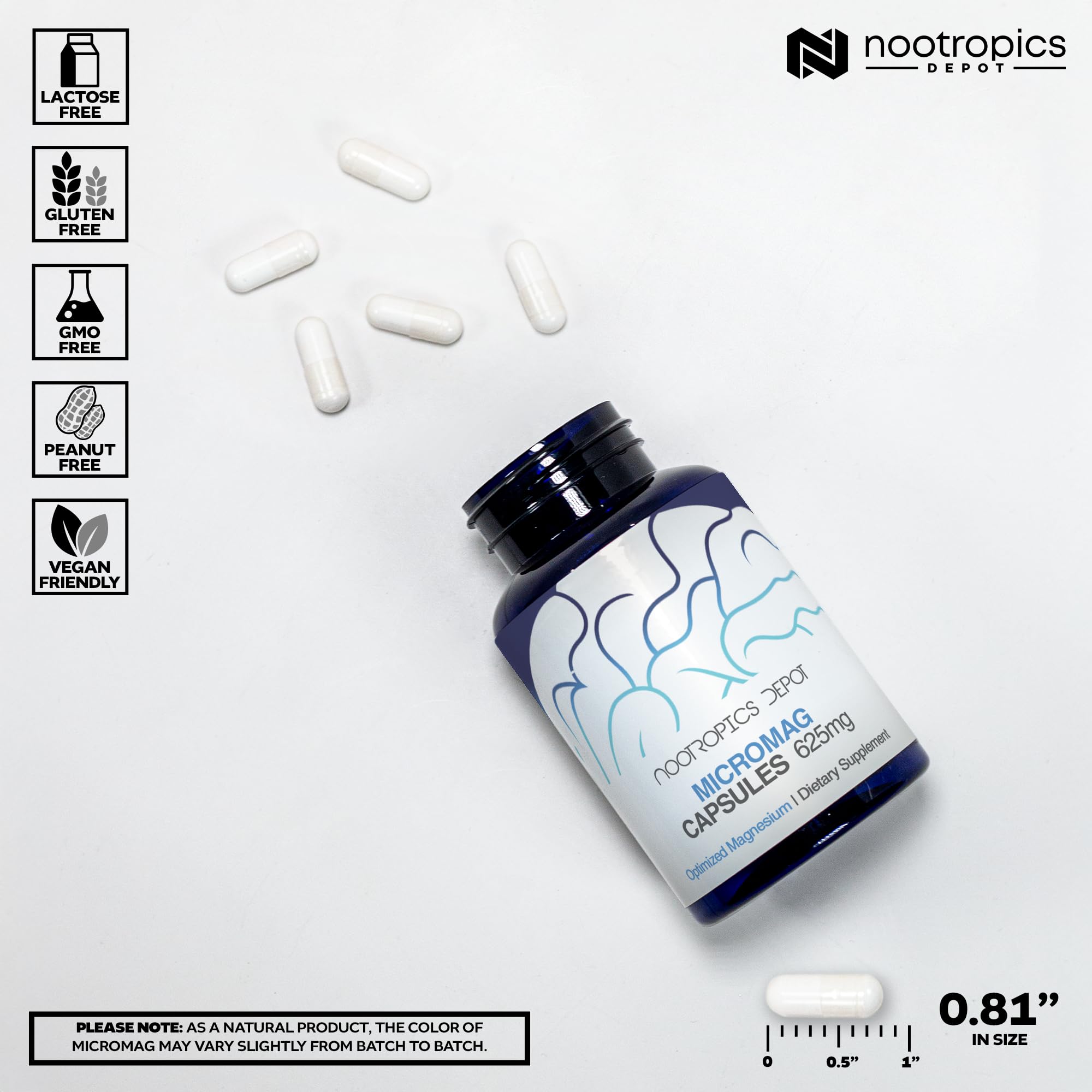 Nootropics Depot MicroMag Magnesium Capsules | 625mg | 90 Count | Contains 200mg of Elemental Magnesium — Amazon image 3