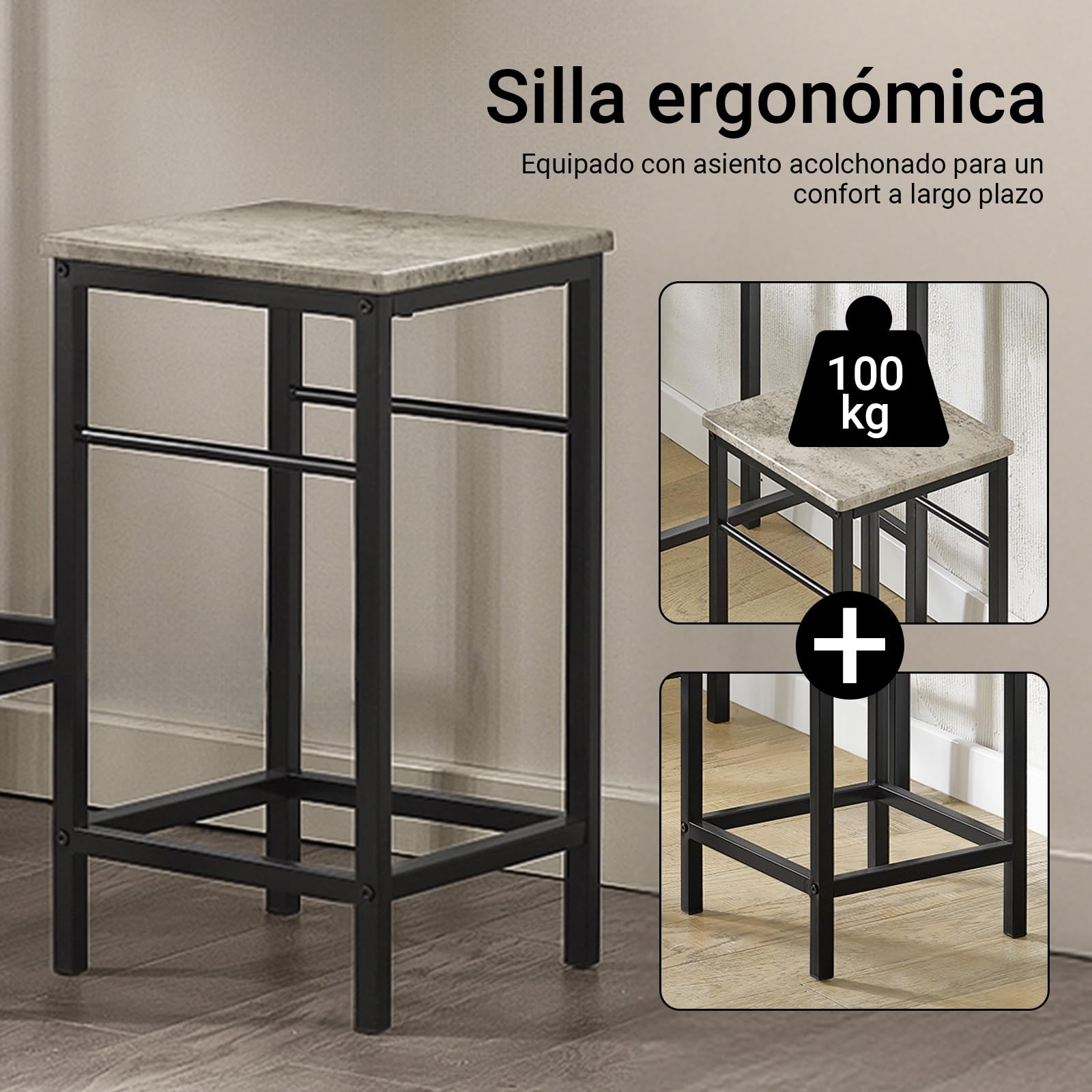 SoBuy Juego de Mesa Alta para Comedor, Conjunto de Bar con 2 Taburetes, Mesa de Cocina Moderna Ideal para Espacios Reducidos, OGT10-HG