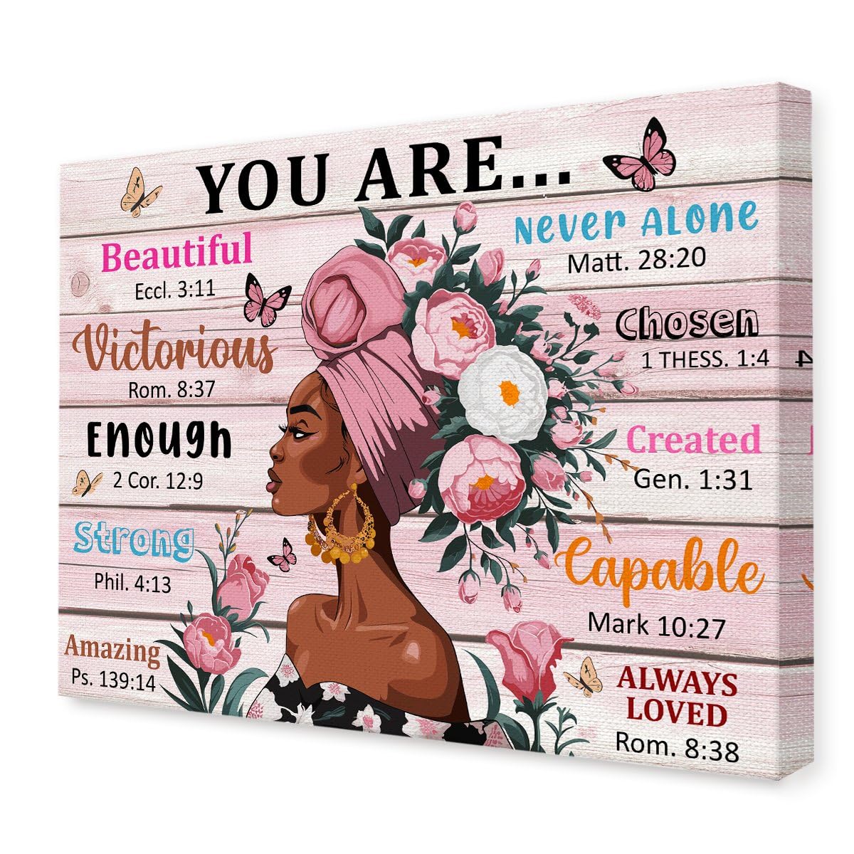 Black Girl Canvas Wall Art,Inspirational Wall Art for Black Women,Motivational Wall Decor for Black Girls,Pink Positive Affirmations Wall Decor,
