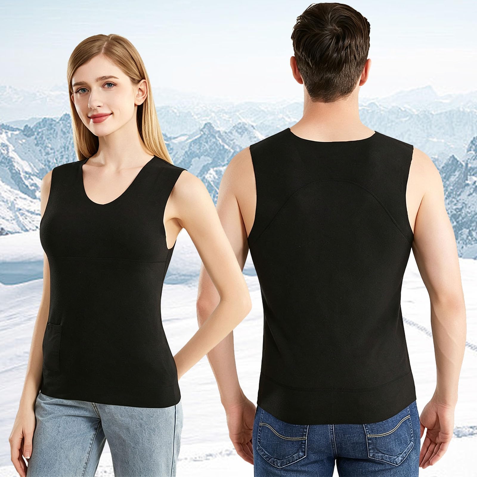 Gilet Riscaldato Elettrico Donna Uomo, Biancheria Termica Riscaldata, Canottiere Top Senza Maniche, Maglia Strato Base, Senza Batteria