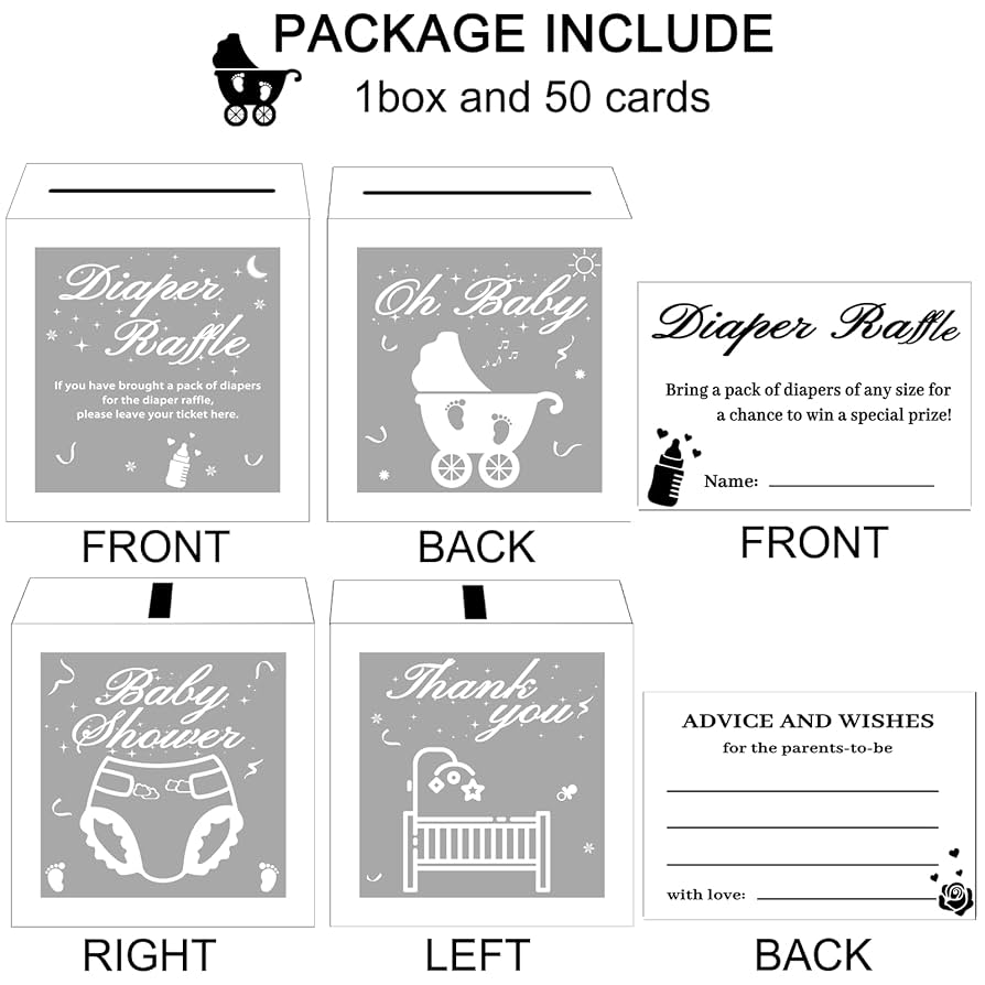amazon-com-wnink-50-pcs-diaper-raffle-tickets-with-box-for-baby-shower-gender-reveal-card-games-party-decorations-table-centerpiece-white-home-kitchen for Free Printable Diaper Raffle Tickets Black And White Amazon.com: WNINK 50 Pcs Diaper Raffle Tickets With Box for Baby Shower, Gender Reveal Card, Games, Party Decorations, Table Centerpiece (White) : Home & Kitchen for Free Printable Diaper Raffle Tickets Black And White