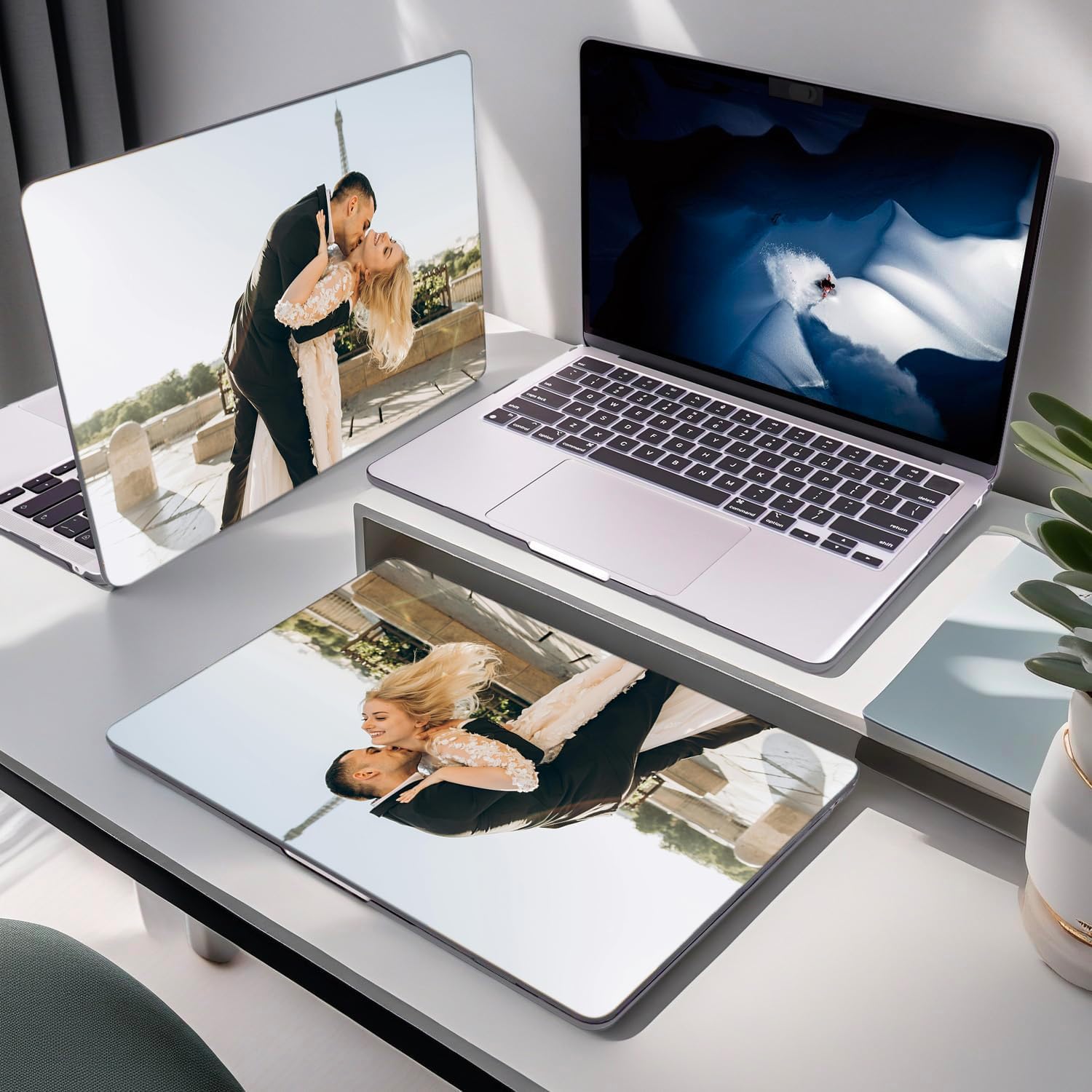 Custom Laptop Case for Clear Black MacBook Air 13 inch Case Model A2337 M1/A2179/A1932 Touch ID 2022 2021 2020 2019 2018 Release with Personalized Keyboard Cover