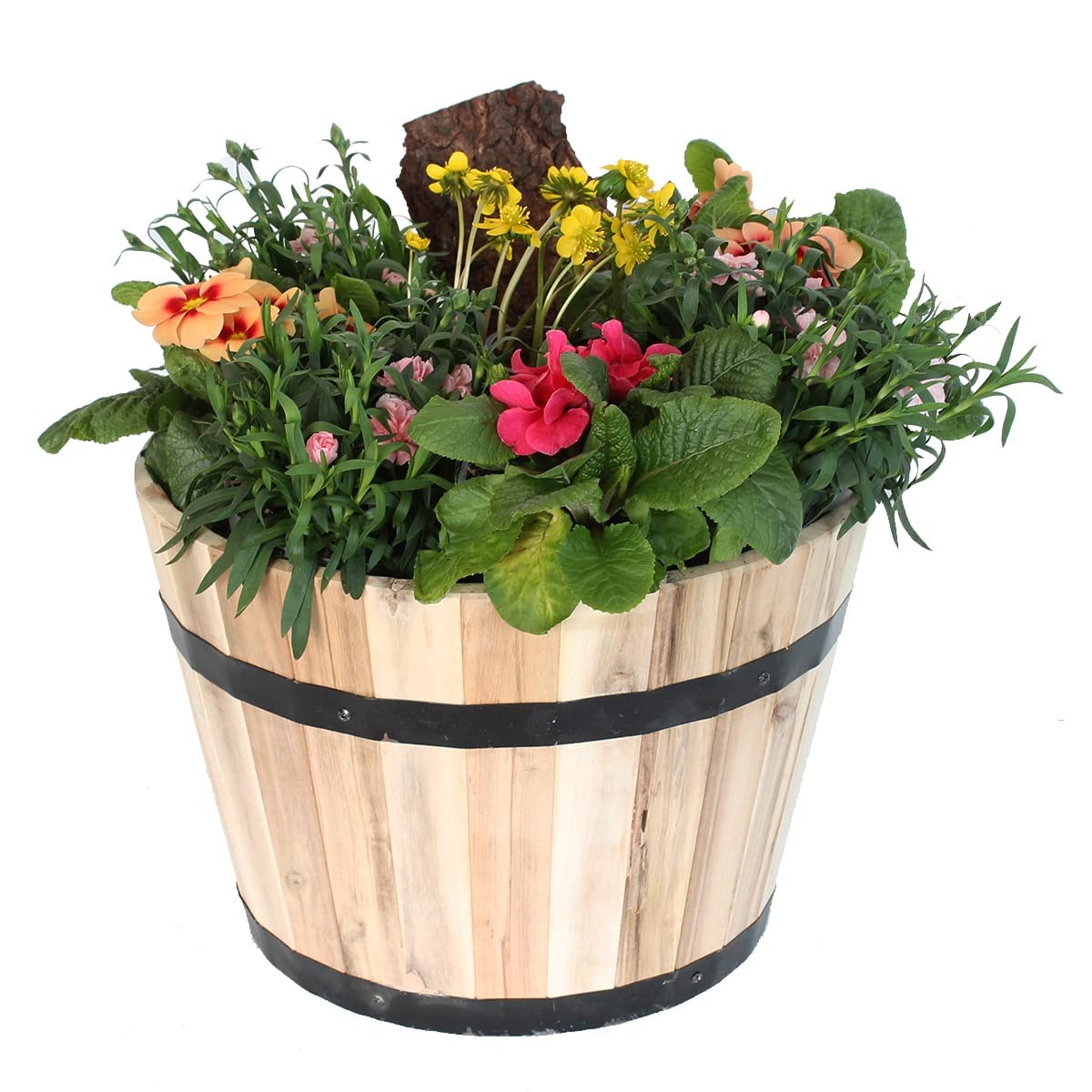 colourliving Pflanzkübel rund aus Akazienholz, Verschiedene Größen & Farben, mit Ablaufloch | Robustes Holzfass für Garten & Balkon – wetterfest, stapelbar & dekorativ bepflanzbar (braun, 40 cm)