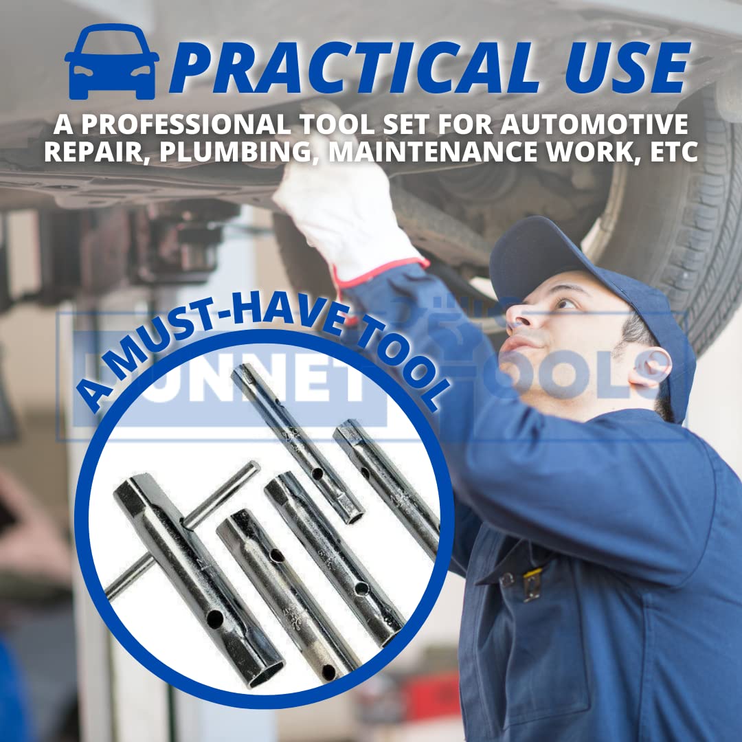 Dunnet Tools 6 Piece Tubular Box Wrench Set 10-19mm Tube Bar Spark Plug Spanner Metric Tool Set Mechanic Plumber Repair Tool Set Professional Heavy Duty - Image 2