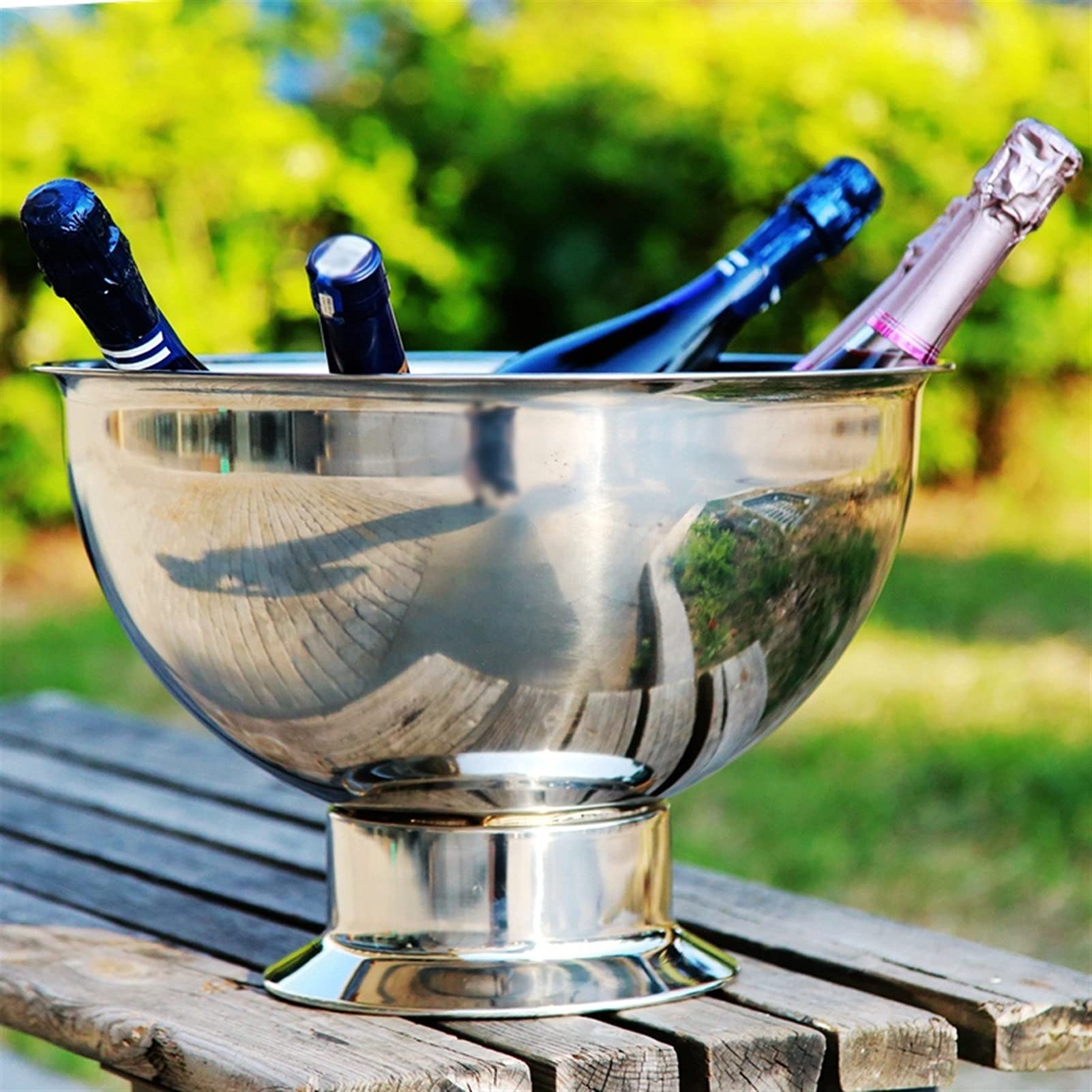 304 Insalata in Acciaio Inox lavabo con bucato Champagne Secchio 9L Grande capacità Botte di Vino, Birra per Famiglia Bar Club(B)