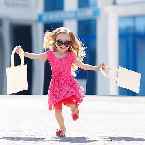 Miniatura 7 de Amylove 24 Pcs 8.5" x 8" Mini Tote Bag Blank Small Canvas Tote Bag Bulk DIY Canvas Craft Bags Natural Color Sacks Bag with Handles Reusable Gift Bag