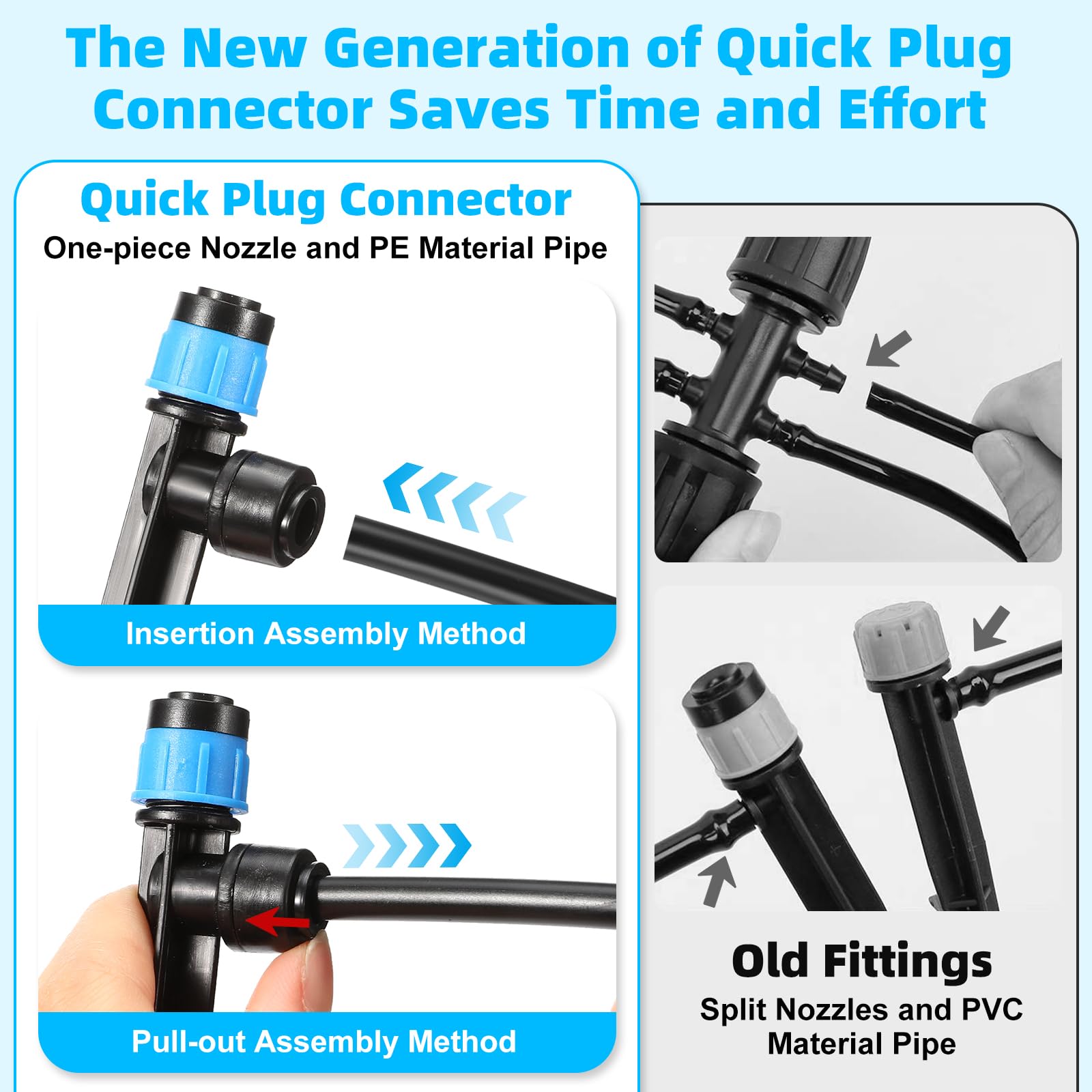 System nawadniania kropelkowego 234FT – system nawadniania ogrodowego z regulowanymi trzema wzorami natryskowymi z główną rurką 1/5.1 cm i rurką rozdzielającą PE 1/10.2 cm do roślin w ogrodach