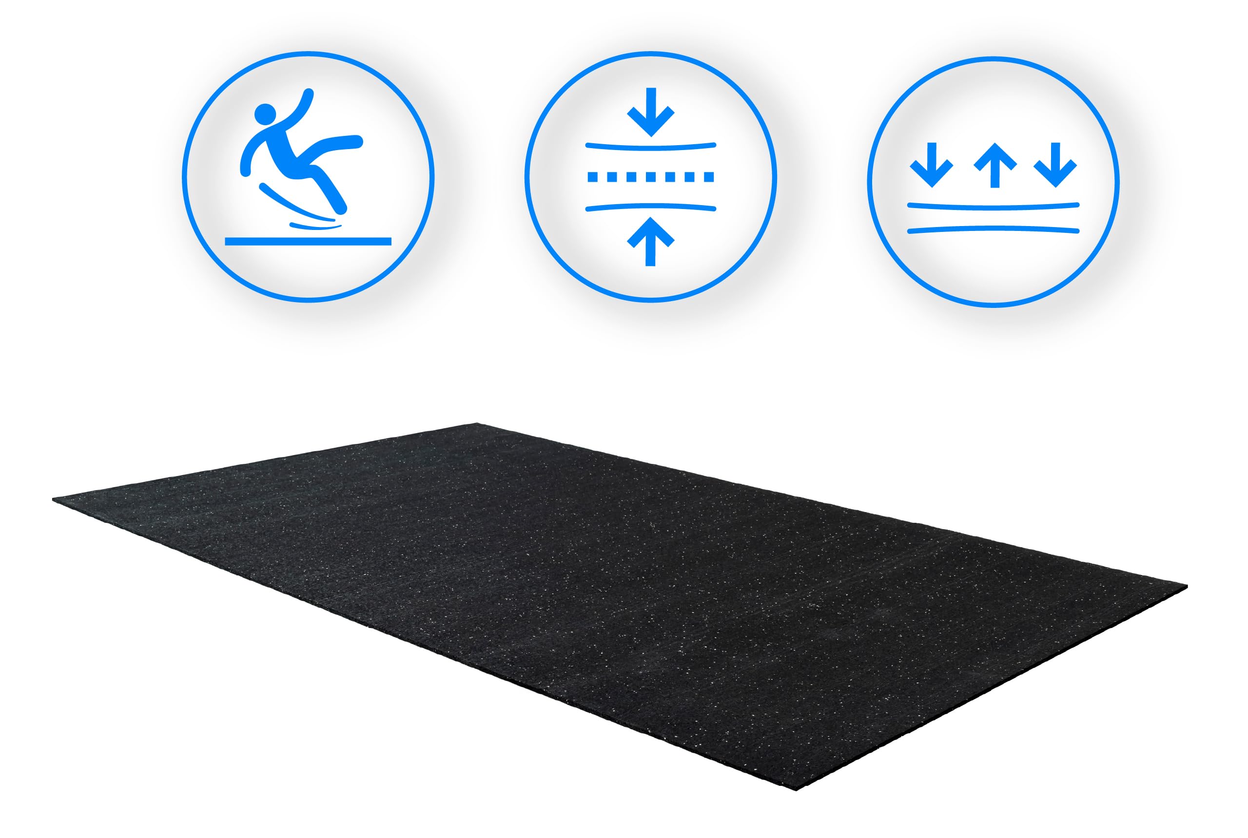 THUNDER YG-Proof-Black mata ochronna do sprzętu fitness, 195 x 91 cm, antypoślizgowa mata z granulatu gumowego, tłumiąca hałas i wibracje, mata ochronna, do
