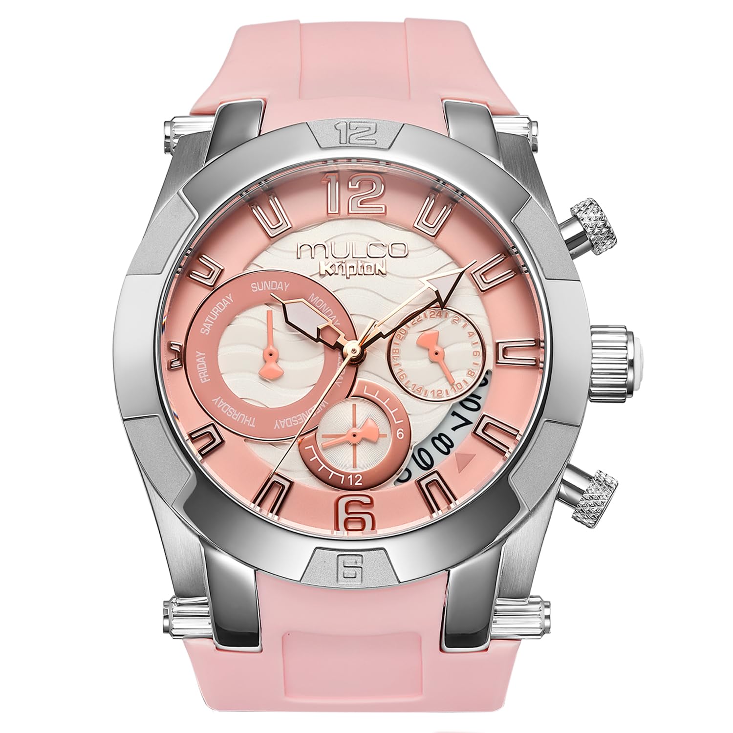 MULCO Reloj impermeable de lujo para mujer, acero inoxidable dorado rosa