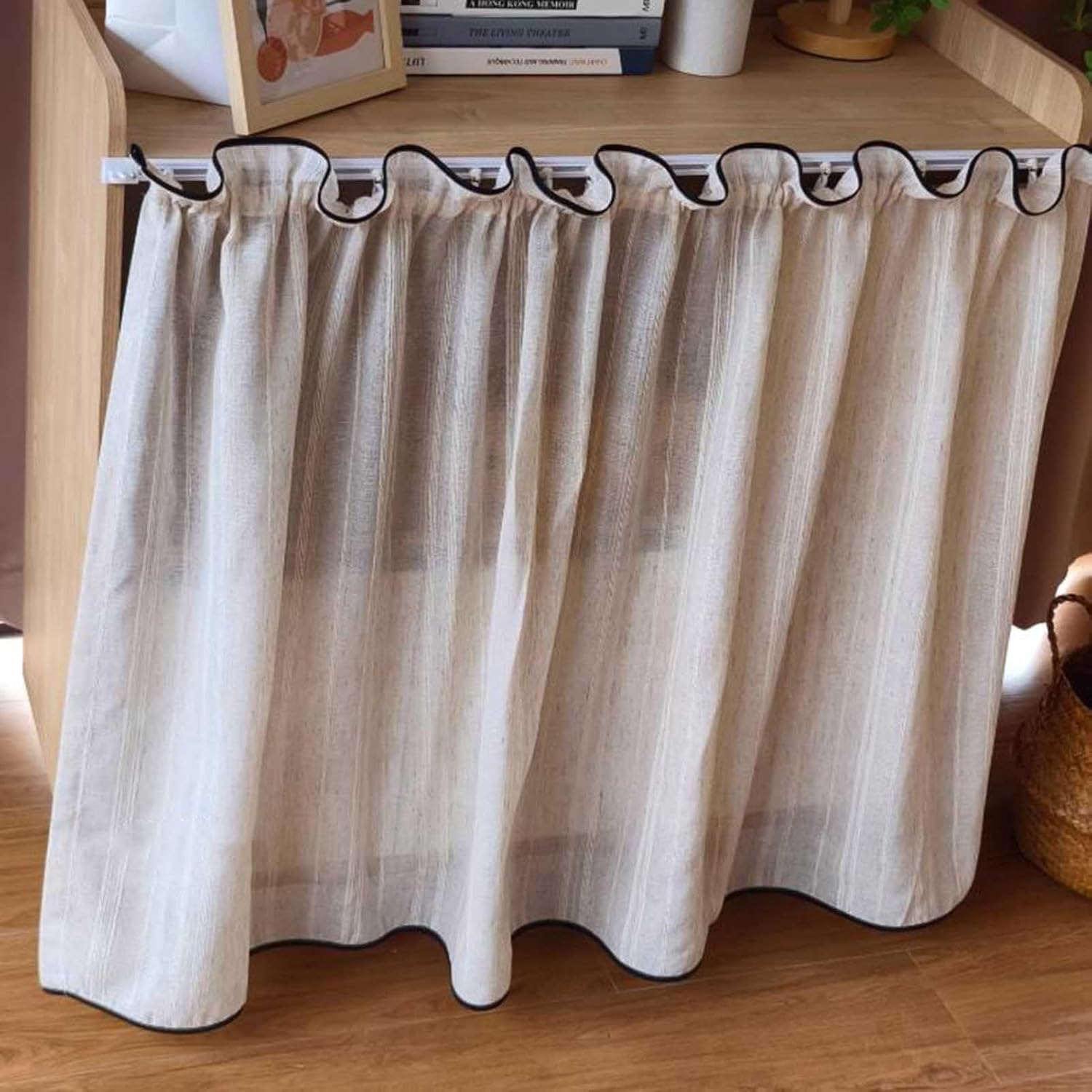 Wardrobe Privacy Curtain,Curtain Under The Sink,Bookshelf Short Curtain,Country Style Window Curtain Privacy Door Curtain for Shelves,Windows,Living Room(80x120cm)