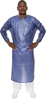 PVC Cleanroom Chemical Apron, Long Sleeves, Ties in Back, Tunnelized Elastic Wrists (Case of 18)