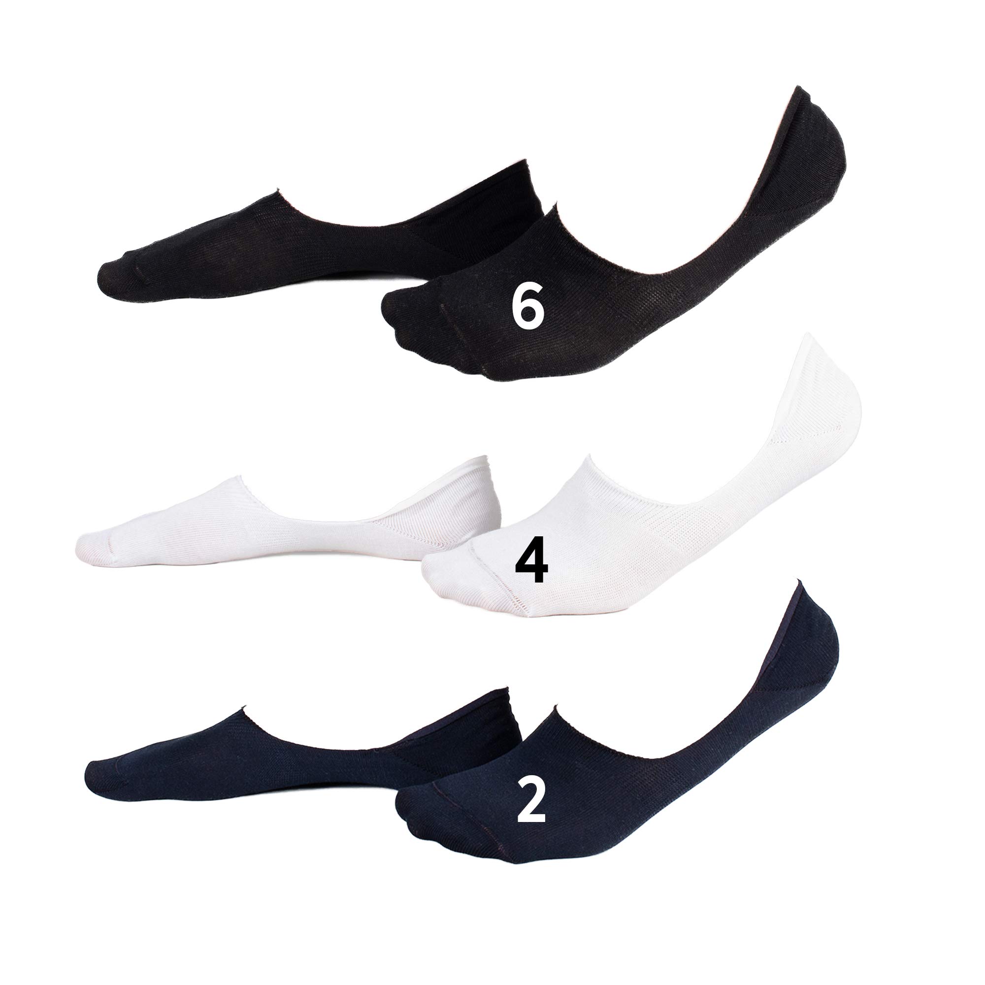Ciocca Socquettes Invisibles en Coton Mercerisé Fraîches et Légères - Talon Antidérapant Silicone - Unisexe - 6 Paires - Deux Tailles