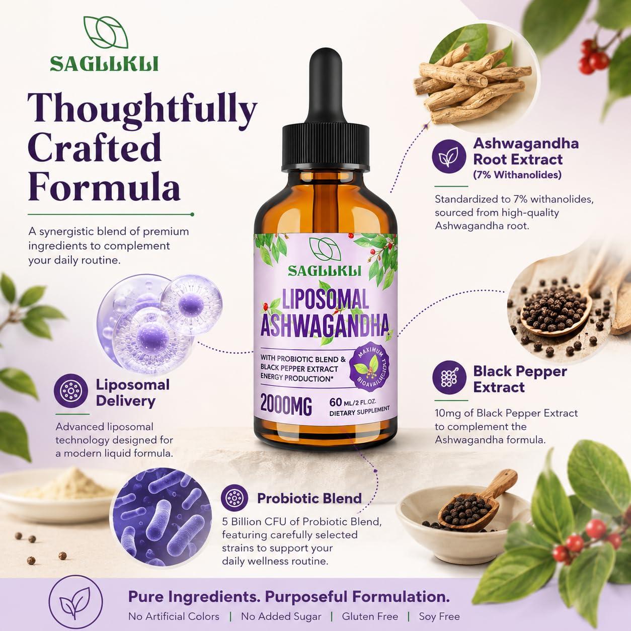 Liposomal Ashwagandha Liquid Drops 2000mg, 2 FL.OZ (1 Bottle) — Amazon image 3