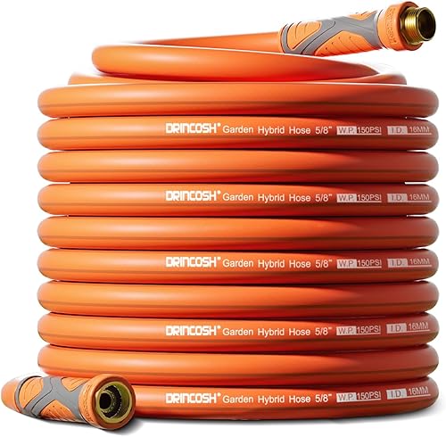 DRINCOSH Manguera de jardín flexible de 50 pies x 58 pulgadas, manguera de agua ultra duradera, manguera de jardín ligera con mango de agarre
