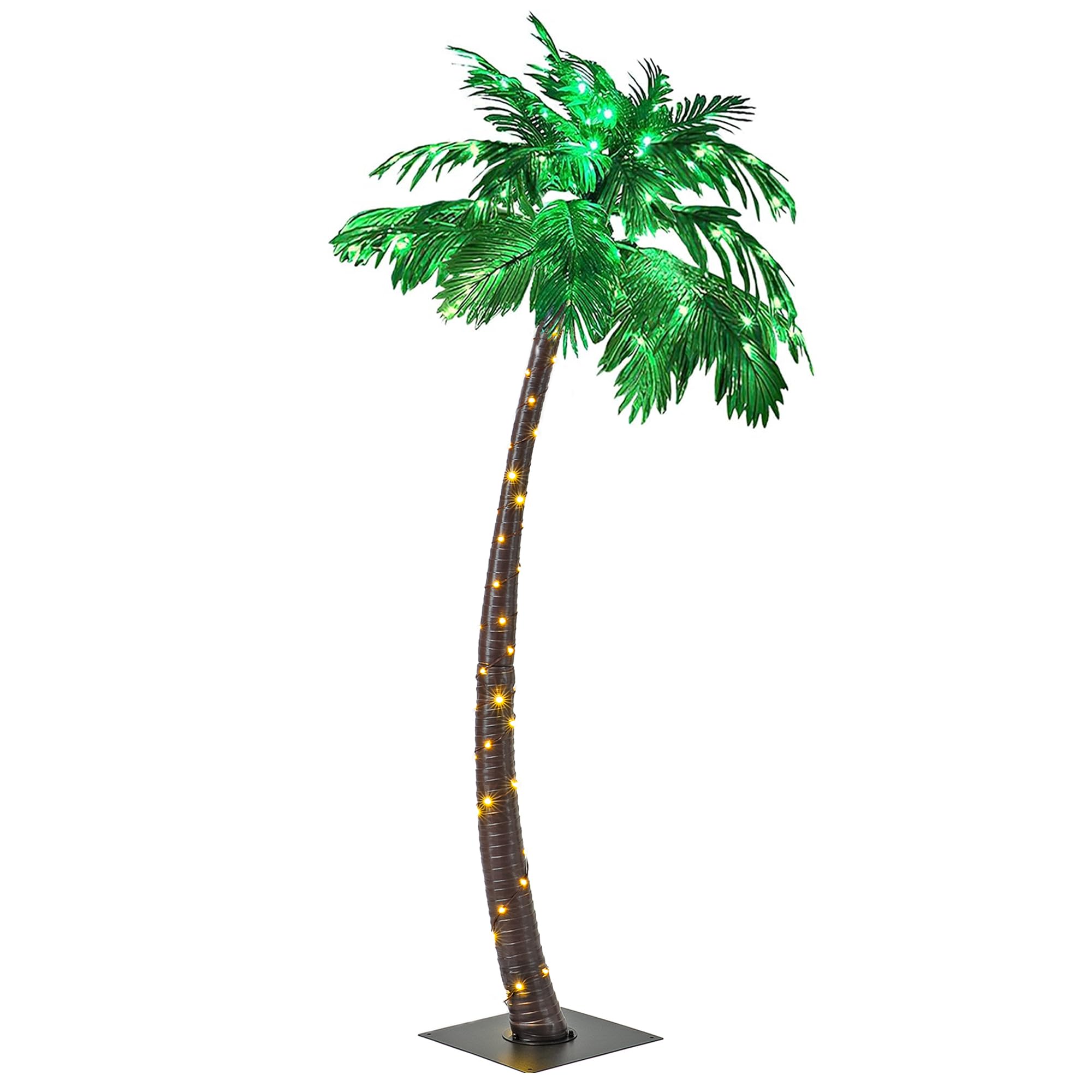 Photo 1 of Lightshare 7 Feet Palm Tree 152LED Lights Artificial Fake Tree Decoration for Tiki Bar Outside Patio Porch Pool Christmas Nativity