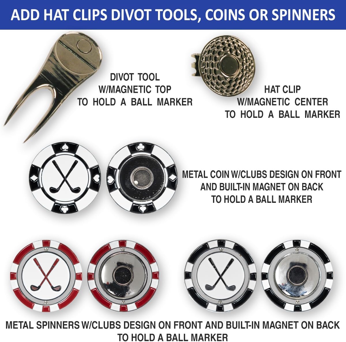 DA VINCI 5 Custom Metal Golf Ball Markers. Personalized with Your Text. Great Gift for Golfers. Printed in USA