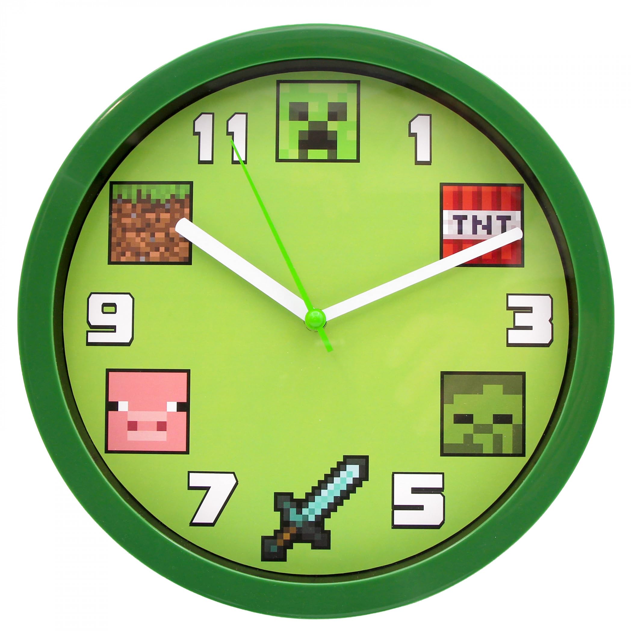 Horloge murale analogique Minecraft Blocks 25,4 cm mécanisme silencieux pour chambre garçon