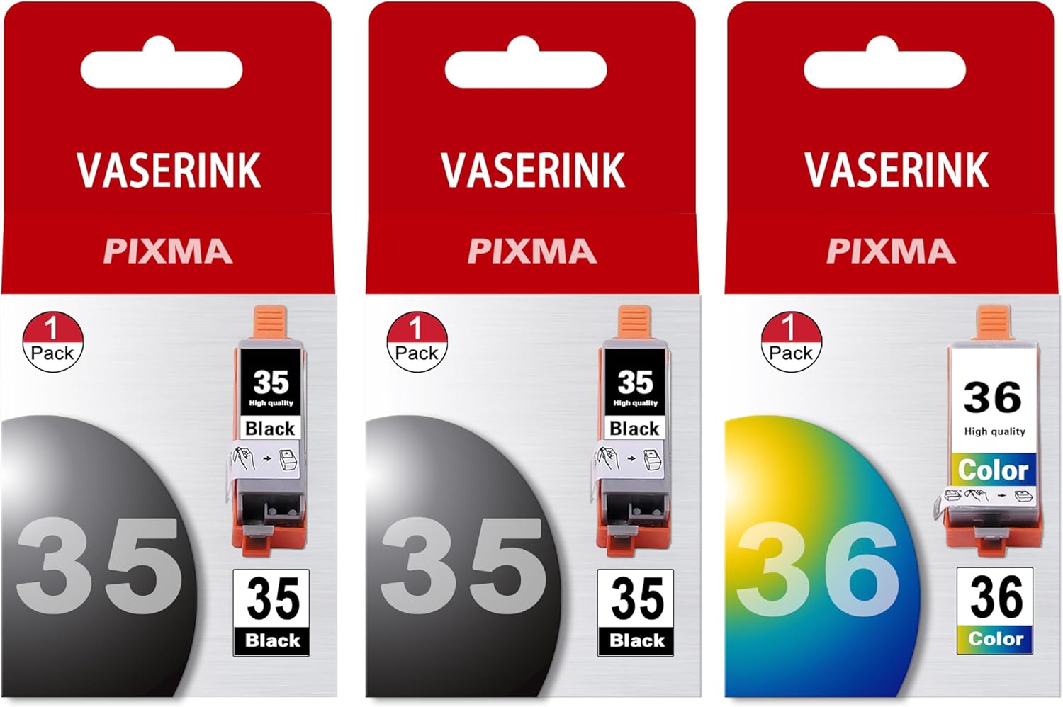 PGI-35 CLI-36 Ink Cartridges 3-Pack Compatible 35 36 Ink Cartridge Replacement for Canon TR150 Ink Cartridges for PIXMA iP100 iP110 TR150 Mini260 Mini320 Printer (2 Black, 1 Color)