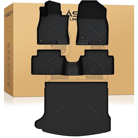 LASFIT Floor Mats & Cargo Mat for Mazda 3 2018 2017 2016 2015 2014 (Only Fits Hatchback, Not Fits Sedan) All Weather TPE Floor Liners Front & Rear Row Full Set Car Mats Accessories - Black