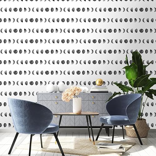 Miniatura 2 de Erfoni Papel tapiz blanco y negro para despegar y pegar, papel de contacto con puntos de acuarela, papel de contacto de 17.7 x 118.1 pulgadas, papel