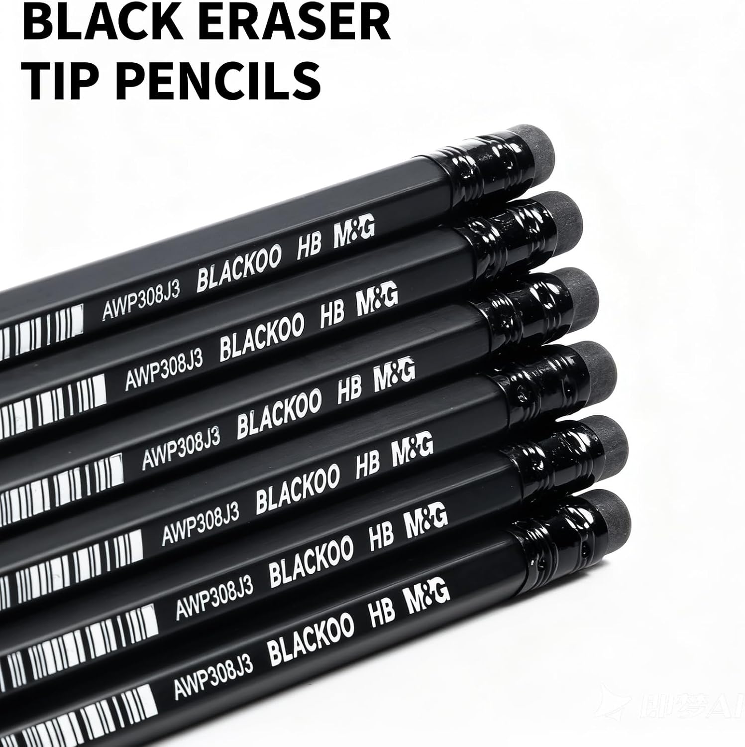 M&G BLACKOO Series HB Wood-Cased Pencils, 24-Pack Pre-Sharpened with Top Erasers, Bulk Black Pencils for School, Teachers, Writing, Drawing and Sketching (Black) image 4