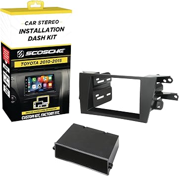 Scosche TA2105B Double or Single DIN with Pocket Radio Install Dash Kit Compatible with Select 2010-2015 Toyota Prius - Aftermarket Car Stereo Installation Kit - See Fit Guide Image for compatibility