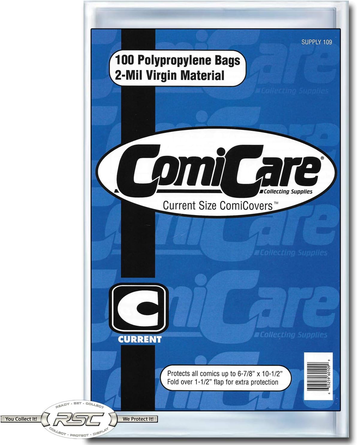 ComiCare Current 2-Mil Polypropylene Comic Bags - 6-7/8" x 10-1/2" - Pack of 100