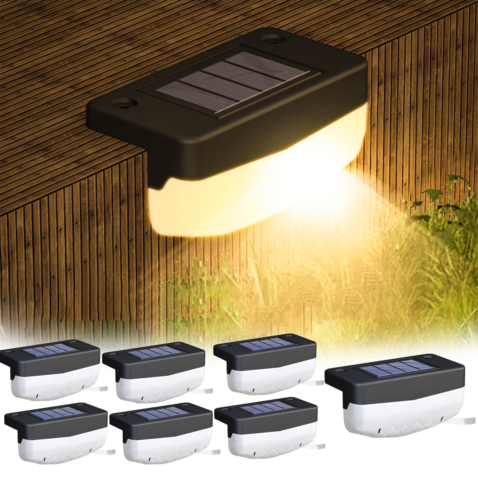 BiiKoon Outdoor Step Lights Solar Deck Light Ip65 Waterproof Solar Fence Lights Dusk To Dawn Patio Decor Security Lights For Stairs Yard Pathway (Color : Warm White, Size : 8 pack)