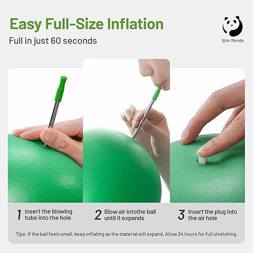Miniatura 7 de Slim Panda Pelota de pilates, pelota de ejercicio pequeña de 9 pulgadas, mini pelota de yoga antiestallido para estabilidad, entrenamiento, barra,