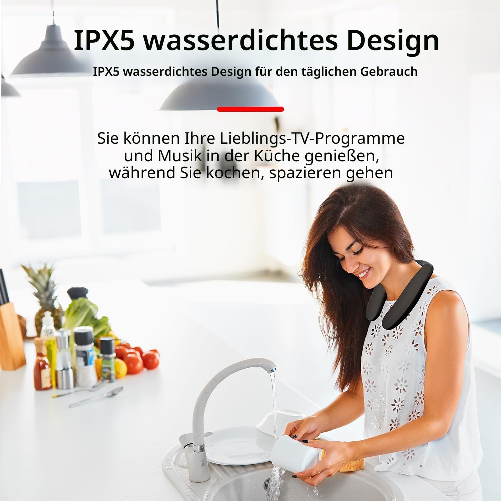 Smaloyd Bluetooth Lautsprecher Tragbarer, Wireless-Neckband-,Theater Stereo Surroud Ton, mit Mikrofon,Kabelloser für Sport im Freien,Mit Empfänger