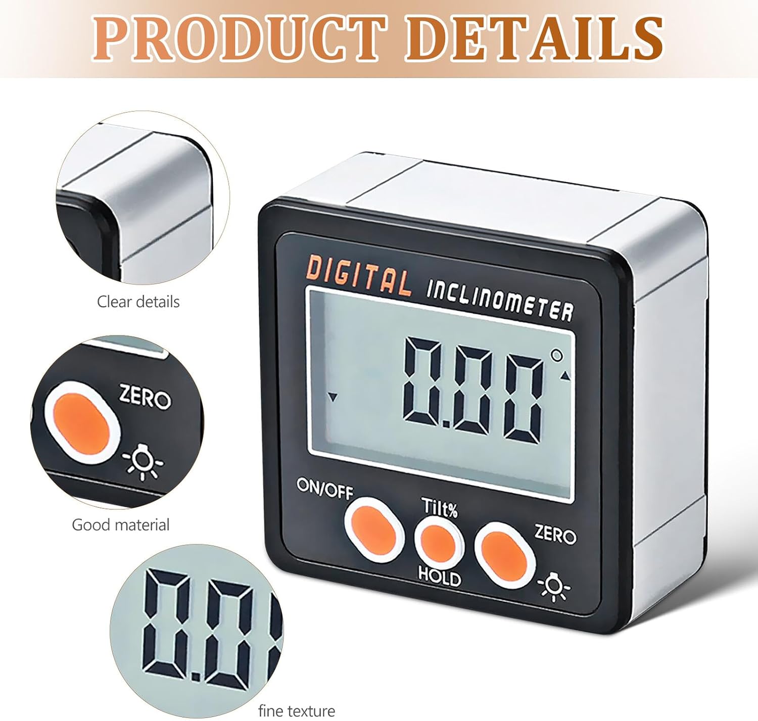 Gadpiparty Digital Angle Finder High Precision Electronic Inclinometer with Magnetic Base Aluminum Frame Digital Angle for Woodworking Construction and Mechanical Use
