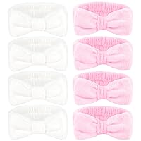 Vista 17 de Ondder Diadema de spa para lavar la cara, paquete de 8 diademas blancas para el cuidado de la piel para mujeres y niñas, de tela de rizo, lindas