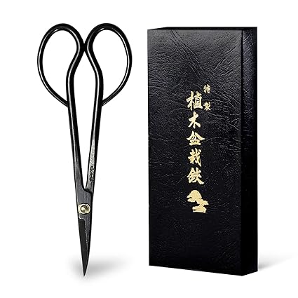 Hanafubuki Satsuki Bonsai Scissors Made in Japan 7inch(180mm), Japanese Bonsai Garden Tools, Hasami Pruning Shears - Long Handle Black