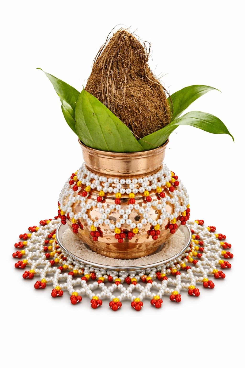 Moti Diya Rangoli for Decoration | Handmade Moti Kalash Mahirap - Decorative Pearl Bead Collar for Lota & Puja Kalash - Decor for Home Temple(Copper Finish Pot not Included)-image-23