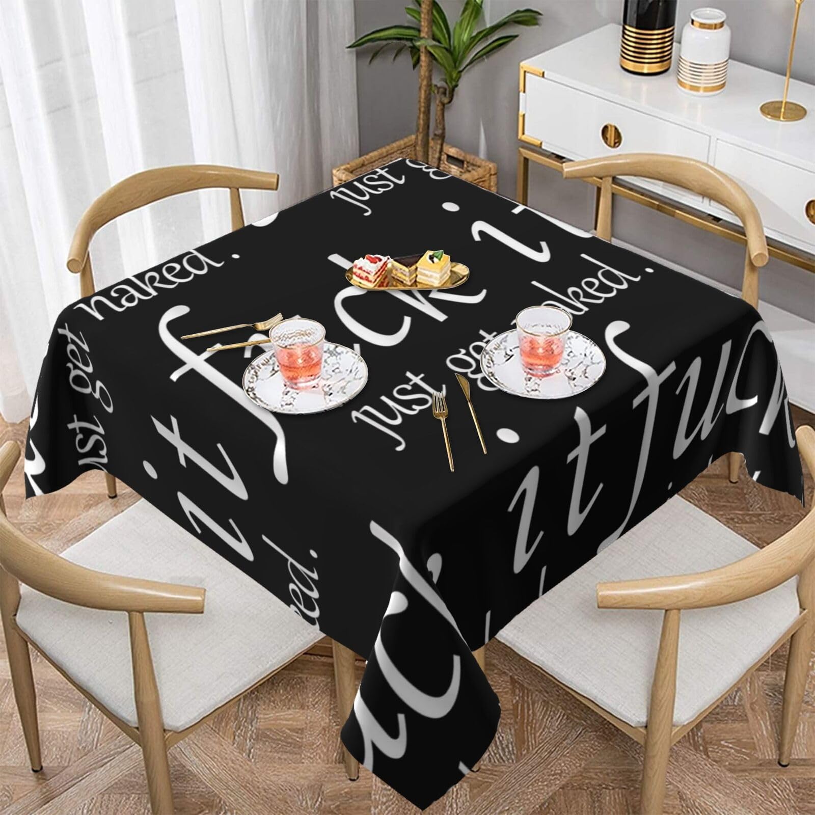 Nappe imperméable carrée noire et blanche anti-tache pour intérieur et jardin