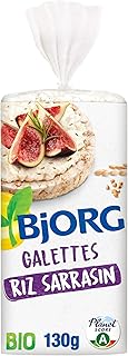 BJORG - Galettes Riz Au Sarrasin Bio - Sans Sel - Source de fibres - Sans Sel ajouté - Sans Gluten - 130 g