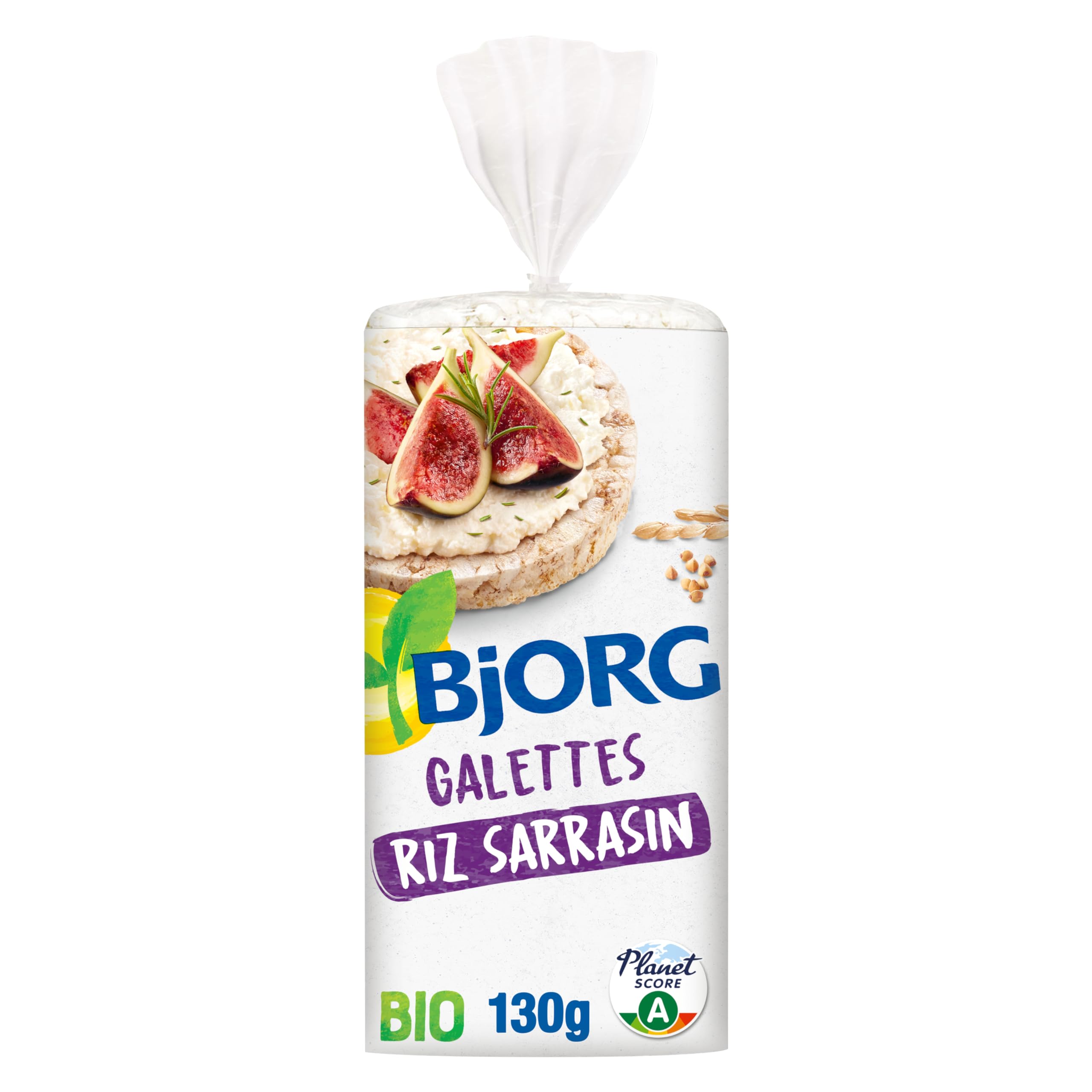 BJORG - Galettes Riz Au Sarrasin Bio - Sans Sel - Source de fibres - Sans Sel ajouté - Sans Gluten - 130 g