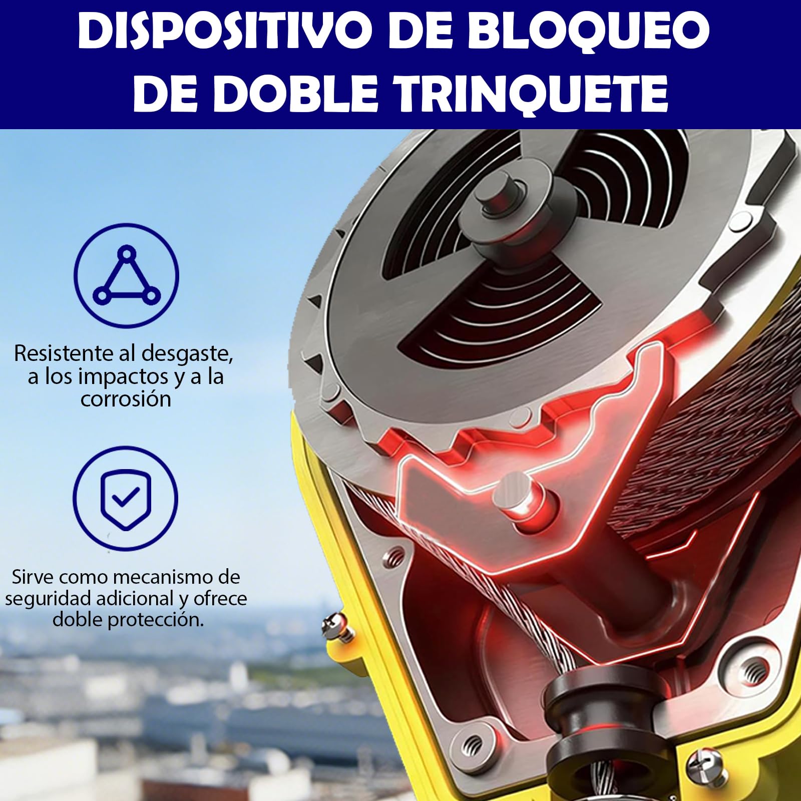 Dispositivo Anticaídas Retráctil 10m, Línea de Vida Retráctil | Arnés de Seguridad para Trabajos en Altura y Construcción, Carga Máxima 150kg