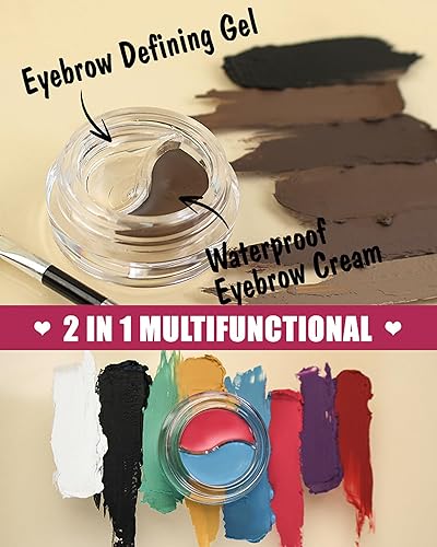 Miniatura 5 de Juego de pomada de cejas de gel para cejas, 2 en 1, impermeable, tinte para cejas, color marrón oscuro y transparente, cera de pegamento para ajuste