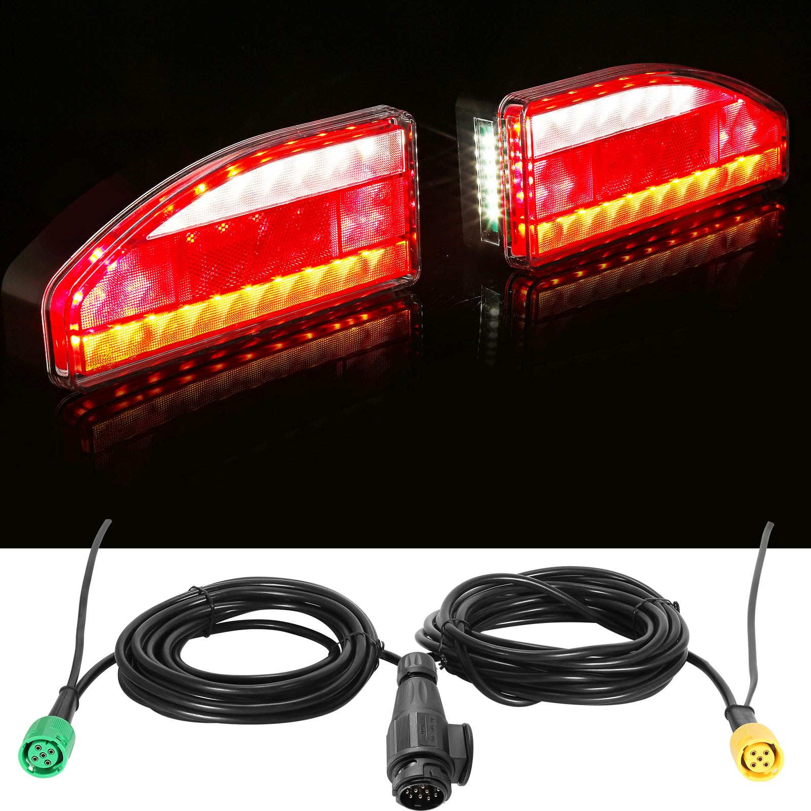 Pilotos Traseros Remolque 13pines LED 12/24V Homologados 7Funcione Luz Antiniebla/Piloto Marcha Atrás/Luces de Matrícula