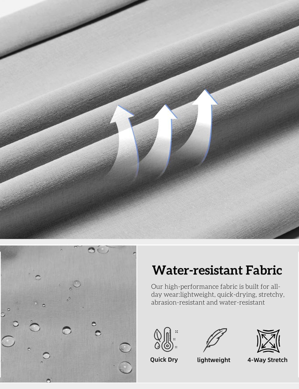 Mens Golf Pants Lightweight Quick Dry Anti-Slip Work Dress Pants 30"/32"/34" Stretch Casual Slacks with 4 Pockets - Image 6