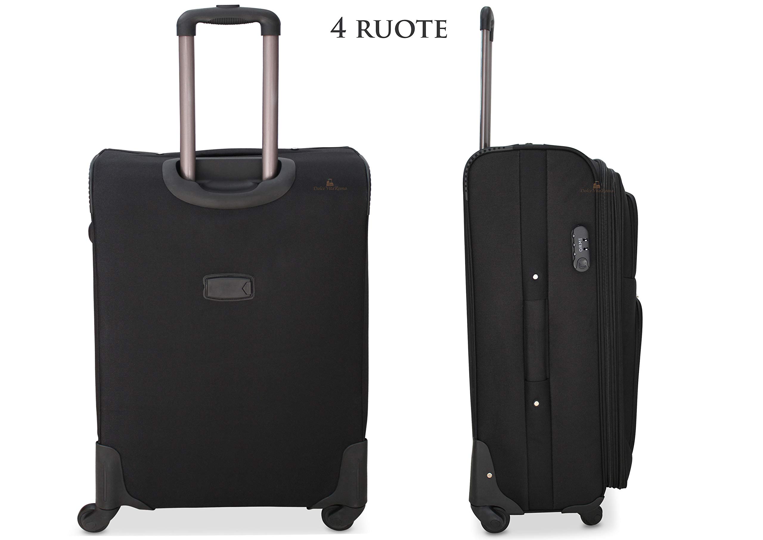 ORMI trolley gigante XXL da stiva grande extra large 4 Ruote espandibile in profondità (Nero, XXL (85x35x52))