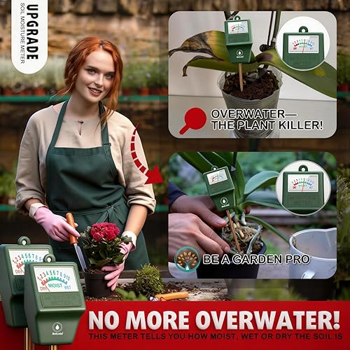 Miniatura 2 de Antonki Paquete de 2 medidores de humedad del suelo, medidor de agua para plantas de jardinería, agricultura, probador de suelo, sensor higrómetro