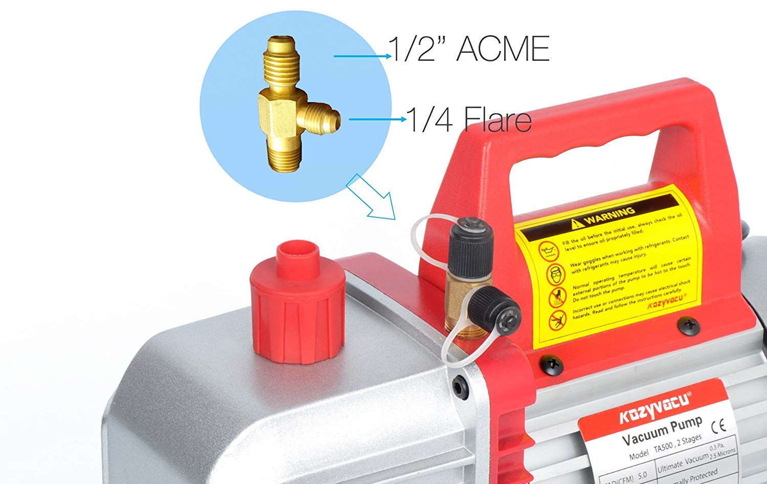 Kozyvacu DualStage Rotary Vane Vacuum Pump for HVAC/Auto AC